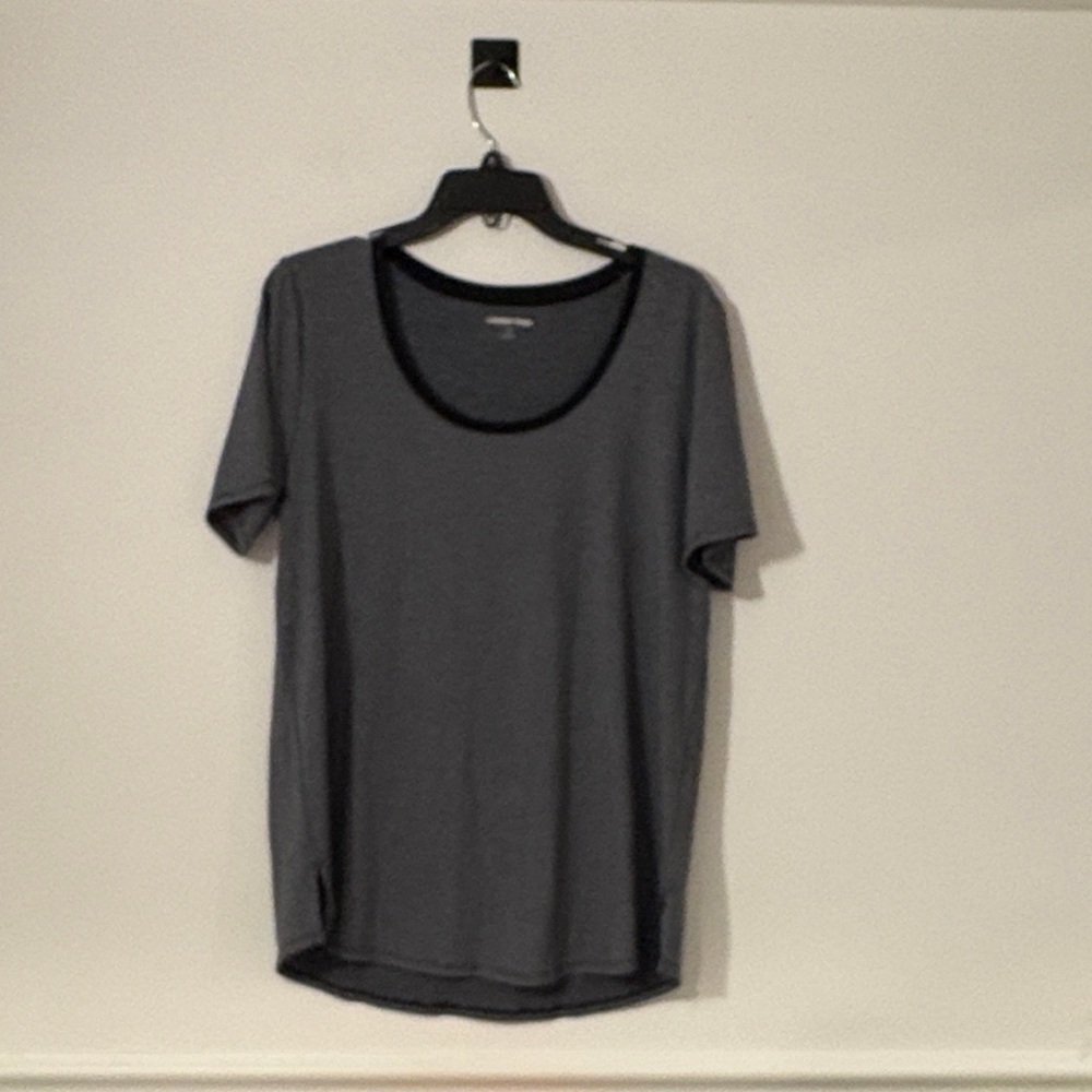 Lands' End Black and Gray Striped Tee